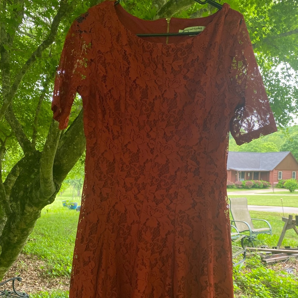 Elegant Lace Dress in Rich Red